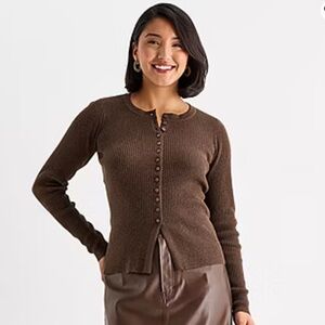 a.n.a Womens Crew Neck Long Sleeve Button Cardigan size medium